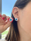 Diana Sapphire & Zirconia Halo Earrings – Sterling Silver 925