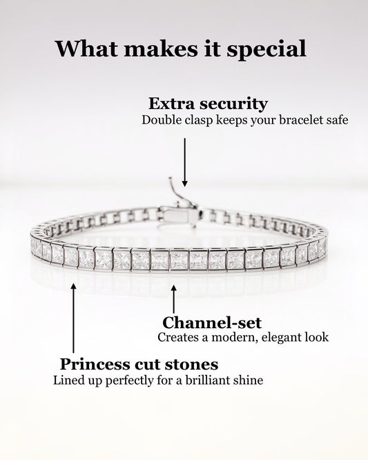 Channel-set Cubic Zirconia Tennis Bracelet