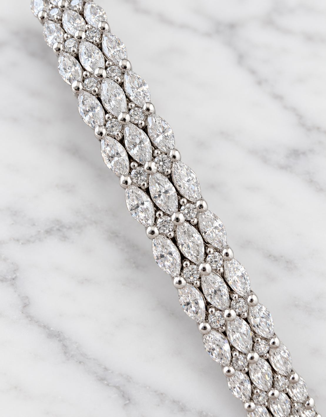 Sterling silver bangle with marquise and round cubic zirconia detail