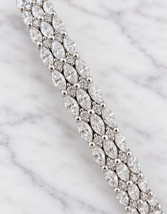 Sterling silver bangle with marquise and round cubic zirconia detail