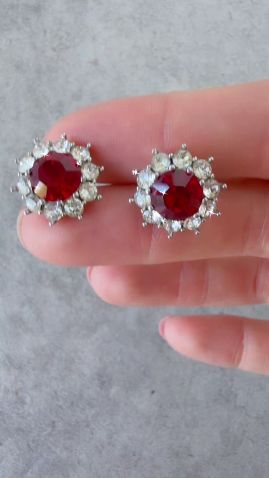 Diana Sapphire & Zirconia Halo Earrings – Sterling Silver 925