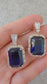 Vintage Sapphire & Zirconia Art Deco Earrings – 925 Sterling Silver