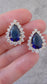 Teardrop Sapphire & Zirconia Halo Earrings – 925 Sterling Silver, Gold Plated
