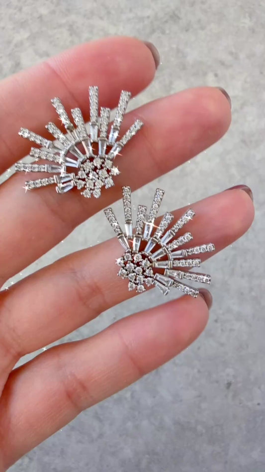 Radiant Sun Stud Cubic Zirconia Earrings