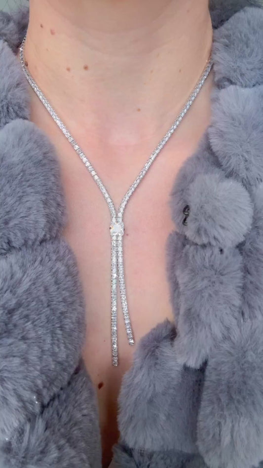 Y-Drop Necklace with Square Cubic Zirconia