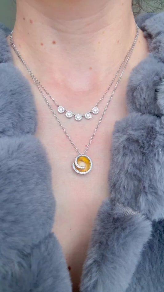 Five-Stone Halo Cubic Zirconia Necklace
