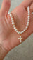 Freshwater Pearl Cross Necklace in 14K Gold