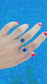 Sterling Silver Sapphire-Blue Rectangle Ring with Zircon Halo & Side Stones