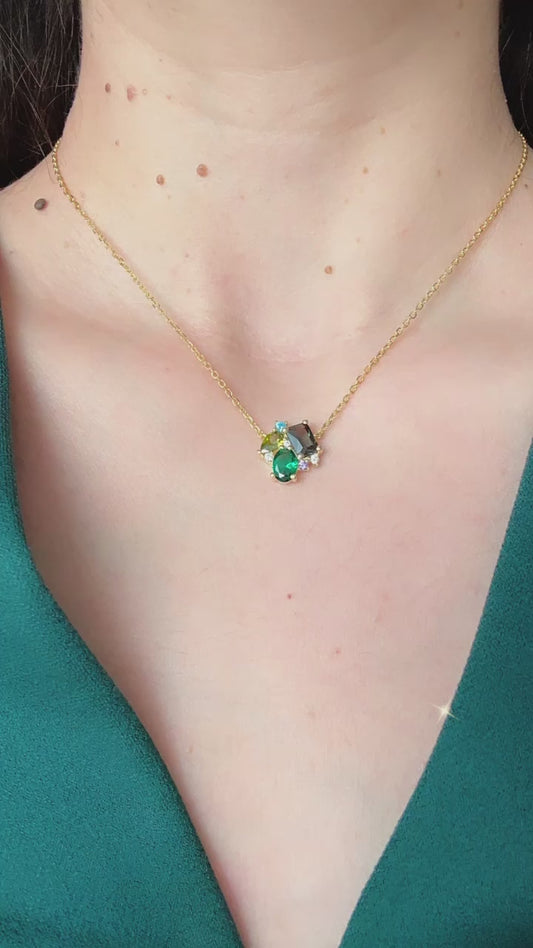 Tri-color green necklace