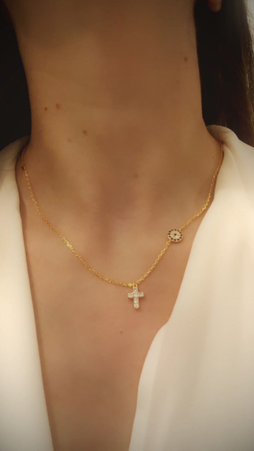 Eye and cross necklace