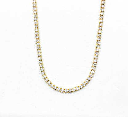Classic Tennis Necklace – Gold-Plated & Silver