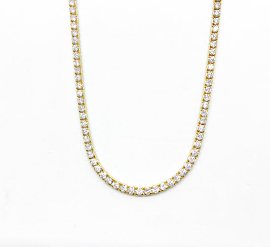 Classic Tennis Necklace – Gold-Plated & Silver