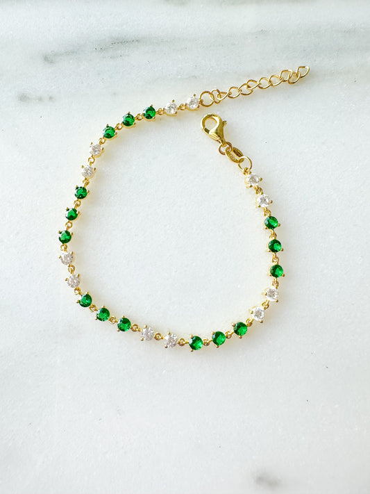 Green emerald bracelet